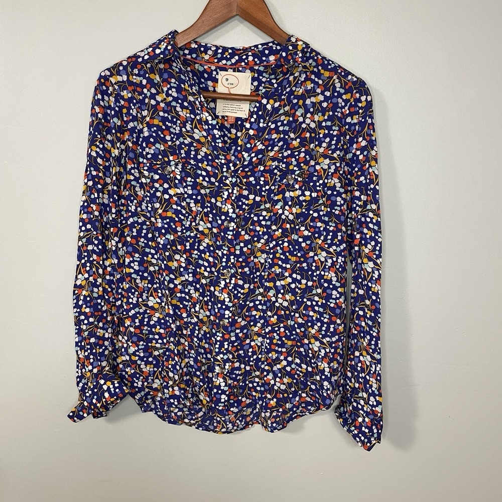 Anthropologie 9 of 52 Conversations Floral Print Button Down Shirt Women Size 2